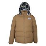 Jaqueta Puffer com Capuz New Era Modern Classic Plaid - Masculina MARROM CLARO