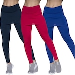 Kit de Calça Legging Vekyo Suplex Saia Tapa Bumbum - 3 Unidades - Feminina PRETO/AZUL