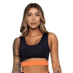 Top Fitness AVA Fitness Wear Suplex Abertura e Cós - Adulto PRETO/LARANJA