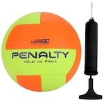 Kit Bola de Vôlei de Praia Penalty XXI + Bomba de Ar Poker Way Amarelo/Laranja