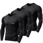 Camiseta Manga Longa LJ Térmica UV 50+ - 3 unidades - Masculina PRETO