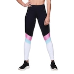 Calça Legging AVA Fitness Wear com Recorte - Feminina PRETO/BRANCO