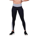 Calça Legging AVA Fitness Wear com Recorte - Feminina PRETO/CINZA