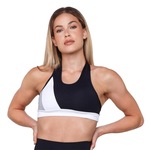 Top Fitness AVA Fitness Wear com Recorte - Adulto PRETO/BRANCO/CINZA