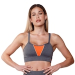 Top Fitness AVA Fitness Wear Mescla Recorte - Adulto CINZA/LARANJA