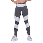 Calça Legging AVA Fitness Wear Mescla Com Tela - Feminina CINZA/BRANCO