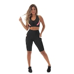 Conjunto Frimodas Fitness Bermuda E Top Suplex Microfibra -  Feminino PRETO