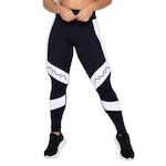 Calça Legging AVA Fitness Wear Suplex Poliamida Com Recorte Silk AVA - Feminina PRETO/BRANCO