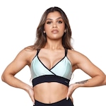 Top Fitness AVA Fitness Wear Suplex Poliamida Com Recorte PRETO/VERDE