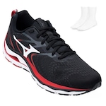 Tênis Mizuno Wave Dynasty 4 + Meia MZ22 - Masculino PRETO/VERMELHO