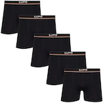 Cueca Boxer Lupo Esportiva sem Costura - Adulto - 5 unidades PRETO