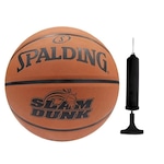 Kit Bola Basquete Spalding Slam Dunk + Bomba de Ar LARANJA/PRETO