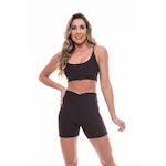 Shorts Dupla Face Vibs Fitwear 2 Em 1 - Feminino PRETO