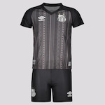 Kit de Uniforme do Santos Umbro III 2022 - Infantil PRETO