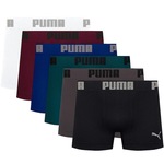 Cuecas Boxer Puma Microfibra Sem Costura - Adulto - 6 Peças BRANCO/PRETO