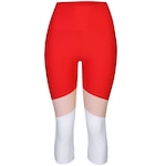 Calça Legging Corsário Rola Moça Rm Compression - Feminino VERMELHO/BRANCO