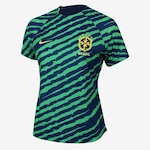 Camiseta do Brasil Nike Pré-Jogo - Feminina AZUL