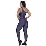 Macacão Orbis Fitness Um Ombro Brilho Wonder Bojo Bolso - Feminino CINZA