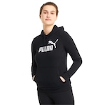 Blusão de Moletom com Capuz Puma Essentials Logo Hoodie TR - Feminino PRETO/BRANCO