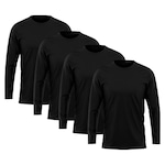 Kit de Camiseta Manga Longa Rony Versátil Térmica Segunda Pele Proteção Solar Uv 50+ - 4 Unidades - Masculina PRETO