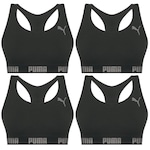 Kit Top Fitness Puma Nadador sem Costura - Feminino - 4 unidades PRETO