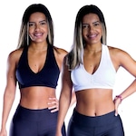 Kit de Top Fitness com Bojo Belmento Nadador - Feminino - 2 Unidades PRETO/BRANCO