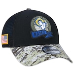 Boné Aba Curva New Era 9Forty Los Angeles Rams Salute To Service 2022 - Snapback - Trucker - Adulto PRETO