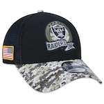 Boné Aba Curva New Era 9Forty Las Vegas Raiders Salute To Service 2022 - Snapback - Trucker - Adulto PRETO