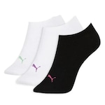 Kit Meias Soquete Puma - 3 Pares - 34 ao 39 - Feminino BRANCO/PRETO