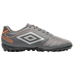 Chuteira Society Umbro Class TF - Adulto CINZA/LARANJA