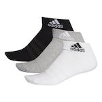 Kit adidas com Meia Cush Ank Cano Baixo Unissex - 3 Pares PRETO/CINZA