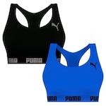 Kit Top Puma Nadador Sem Costura - Feminino - 2 Unidades PRETO/AZUL