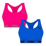 Kit Top Puma Nadador Sem Costura - Feminino - 2 Unidades ROSA/AZUL