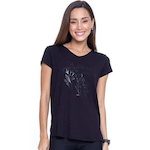 Camiseta Run More Flower - Feminina PRETO