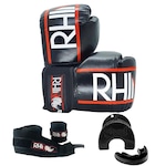 Kit de Treino Boxe Kickboxing Rhino com Luva - Bandagem - Bucal PRETO