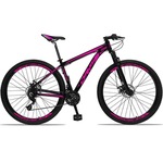 Bicicleta Aro 29 Drais - Freio A Disco - Câmbio Imp - Mtb Aluminio Suspensão Dianteira - 24 V - Adulto PRETO/ROSA