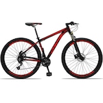 Bicicleta Drais 29 - Freio Hidráulico MTB Aluminio - Câmbios Shimano - 24V - Suspensão com Trava PRETO/VERMELHO