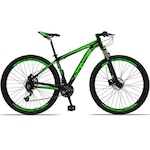 Bicicleta Drais 29 - Freio Hidráulico MTB Aluminio - Câmbios Shimano - 24V - Suspensão com Trava PRETO/VERDE