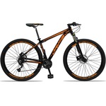 Bicicleta Drais 29 - Freio Hidráulico MTB Aluminio - Câmbios Shimano - 24V - Suspensão com Trava PRETO/LARANJA