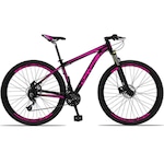 Bicicleta Drais 29 - Freio Hidráulico MTB Aluminio - Câmbios Shimano - 24V - Suspensão com Trava PRETO/ROSA