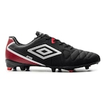 Chuteira de Campo Umbro Attak Eternal - Adulto PRETO/VERMELHO