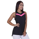 Camiseta Regata Orbis Fitness Recortes - Feminina PRETO/ROSA