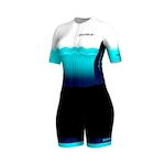 Macaquinho de Ciclismo ERT New Elite Blue Waves - Feminino PRETO/AZUL