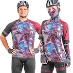 Camiseta de Ciclismo Poker Electric - Unissex Cinza/Vinho