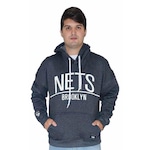 Blusão de Moletom com Capuz NBA Brooklyn Nets Canguru - Masculino CINZA