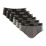 Kit Cueca Mash Slip Algodão Elástico Básica Confortável - Adulto - 6 unidades PRETO