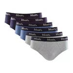 Kit Cueca Mash Slip Algodão Elástico Básica Confortável - Adulto - 6 unidades AZUL ESC/AZUL