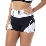 Shorts Fitness Orbis Curto Jacquar Poliamida Cintura Alta - Feminino BRANCO/PRETO