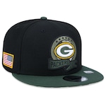 Boné Aba Reta New Era 9Fifty Green Bay Packers Salute To Service 2022 - Snapback - Adulto PRETO