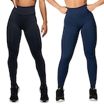 Kit Calça Legging Belmento Básica Cintura Alta - 2 Unidades - Feminina PRETO/AZUL